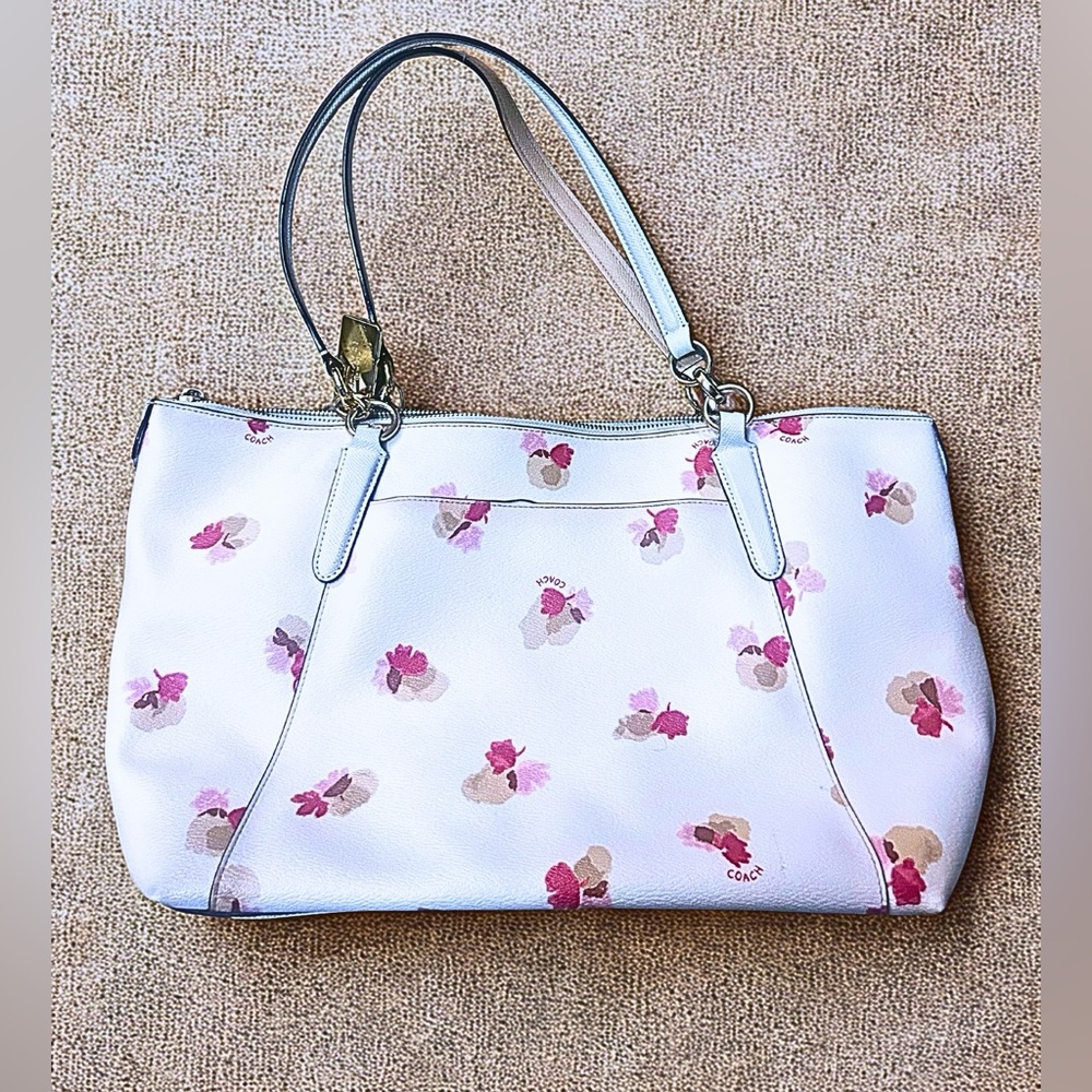 Coach Off-White Floral Shoulder Bag, Pink beige flowers, Silver/ Gold tone - Picture 2 of 9